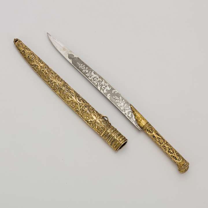 Early Victorian Silver Gilt Dagger and Scabbard